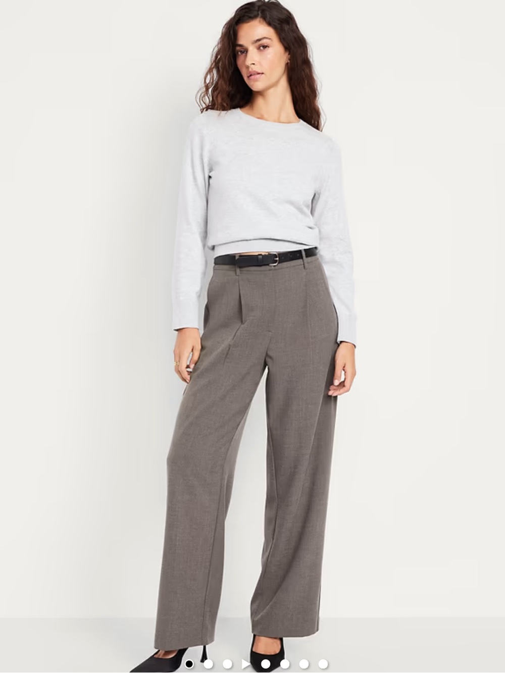 Old Navy Women's Gray Pleated Wide-Leg Trousers